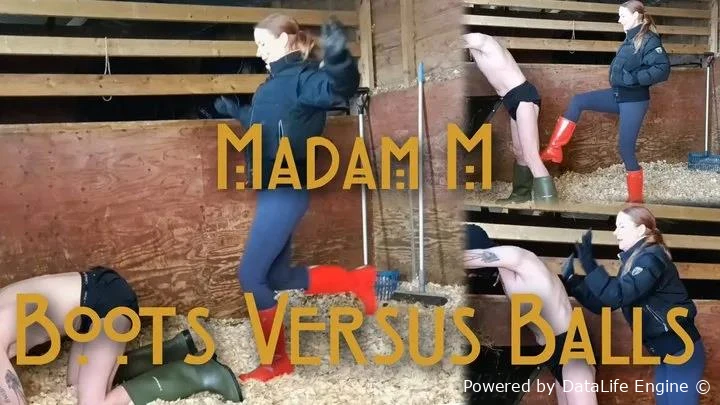 Boots Versus Balls extremely hard Hunters Wellingtons ballbusting in the stables with Madam M FullHD  (2025 | MPEG-4)